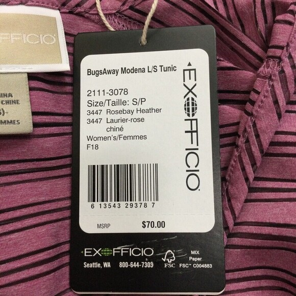ExOfficio Womens BugsAway Modena Long Sleeve Tunic Top Rosebay Heather Small NWT - Picture 7 of 8